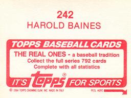 1984 Topps Stickers #242 Harold Baines Back