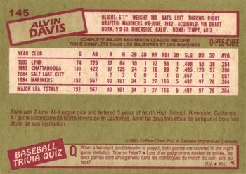 1985 O-Pee-Chee #145 Alvin Davis Back
