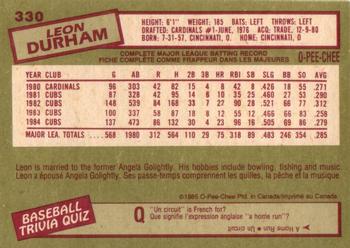 1985 O-Pee-Chee #330 Leon Durham Back