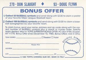 1985 Topps Stickers #93 / 279 Doug Flynn / Don Slaught Back