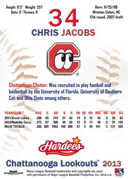2013 Grandstand Chattanooga Lookouts #NNO Chris Jacobs Back
