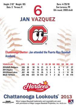 2013 Grandstand Chattanooga Lookouts #NNO Jan Vazquez Back