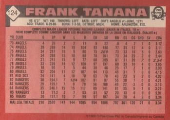 1986 O-Pee-Chee #124 Frank Tanana Back