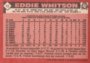1986 O-Pee-Chee #15 Eddie Whitson Back