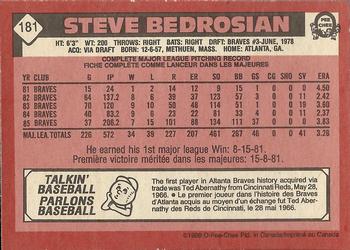 1986 O-Pee-Chee #181 Steve Bedrosian Back