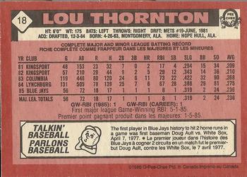 1986 O-Pee-Chee #18 Lou Thornton Back
