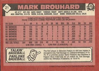 1986 O-Pee-Chee #21 Mark Brouhard Back