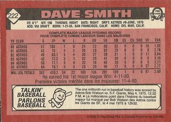 1986 O-Pee-Chee #222 Dave Smith Back