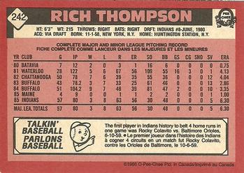 1986 O-Pee-Chee #242 Rich Thompson Back