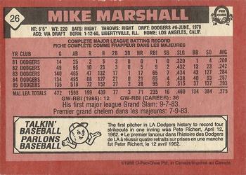 1986 O-Pee-Chee #26 Mike Marshall Back