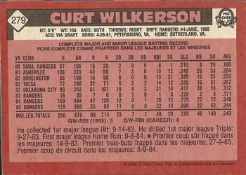 1986 O-Pee-Chee #279 Curt Wilkerson Back