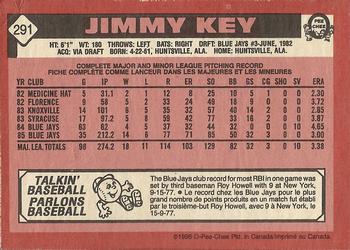 1986 O-Pee-Chee #291 Jimmy Key Back