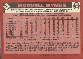 1986 O-Pee-Chee #293 Marvell Wynne Back
