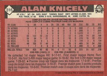1986 O-Pee-Chee #316 Alan Knicely Back