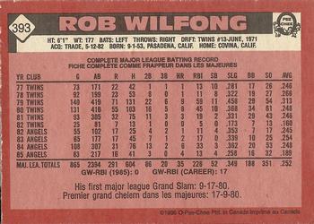 1986 O-Pee-Chee #393 Rob Wilfong Back