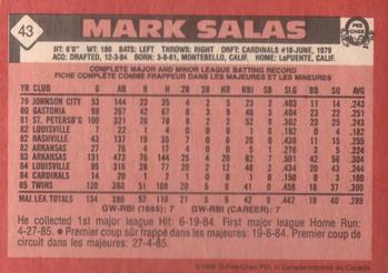 1986 O-Pee-Chee #43 Mark Salas Back