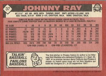 1986 O-Pee-Chee #37 Johnny Ray Back
