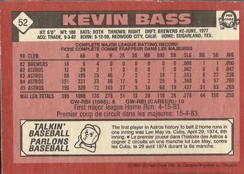 1986 O-Pee-Chee #52 Kevin Bass Back