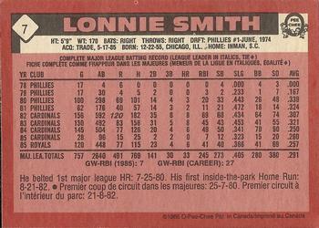 1986 O-Pee-Chee #7 Lonnie Smith Back