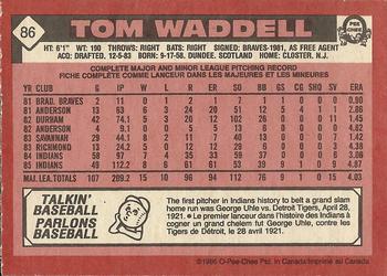 1986 O-Pee-Chee #86 Tom Waddell Back
