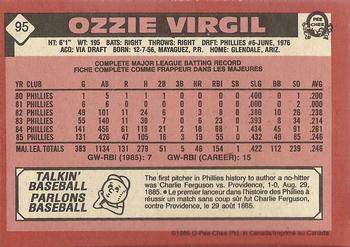 1986 O-Pee-Chee #95 Ozzie Virgil Back
