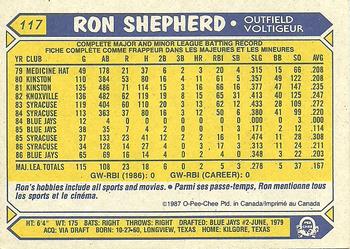 1987 O-Pee-Chee #117 Ron Shepherd Back