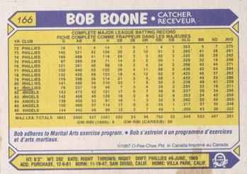 1987 O-Pee-Chee #166 Bob Boone Back