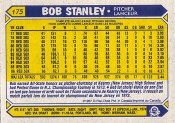 1987 O-Pee-Chee #175 Bob Stanley Back