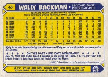 1987 O-Pee-Chee #48 Wally Backman Back