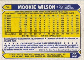 1987 O-Pee-Chee #84 Mookie Wilson Back