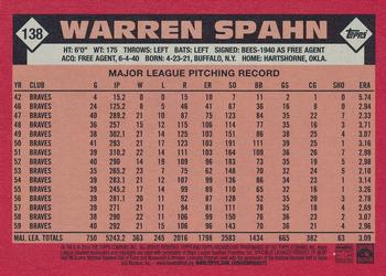 2014 Topps Archives #138 Warren Spahn Back