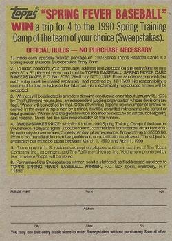 1989 Topps - Topps Company Store #NNO Sports Card Collectors' Sheets Offer Back
