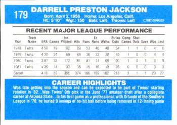 1982 Donruss #179 Darrell Jackson Back