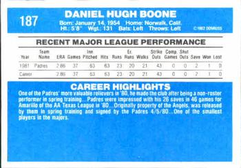1982 Donruss #187 Danny Boone Back