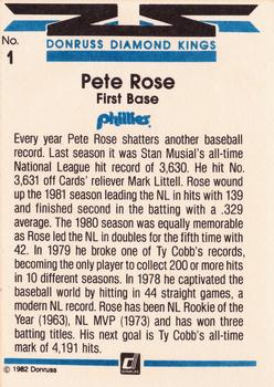 1982 Donruss #1 Pete Rose Back