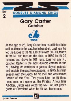 1982 Donruss #2 Gary Carter Back