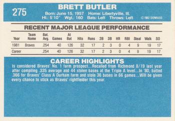 1982 Donruss #275 Brett Butler Back