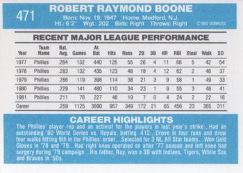 1982 Donruss #471 Bob Boone Back