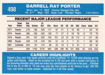 1982 Donruss #498 Darrell Porter Back