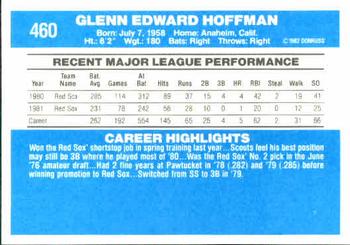 1982 Donruss #460 Glenn Hoffman Back