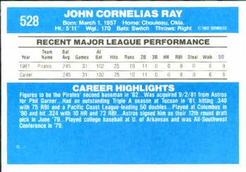 1982 Donruss #528 Johnny Ray Back