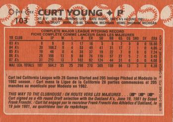 1988 O-Pee-Chee #103 Curt Young Back