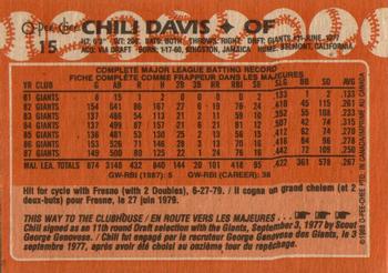 1988 O-Pee-Chee #15 Chili Davis Back