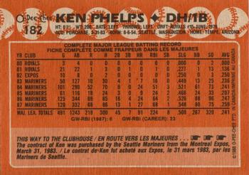 1988 O-Pee-Chee #182 Ken Phelps Back