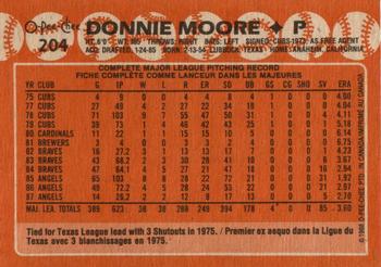 1988 O-Pee-Chee #204 Donnie Moore Back