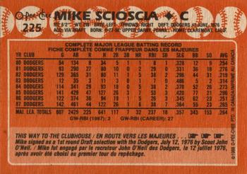 1988 O-Pee-Chee #225 Mike Scioscia Back