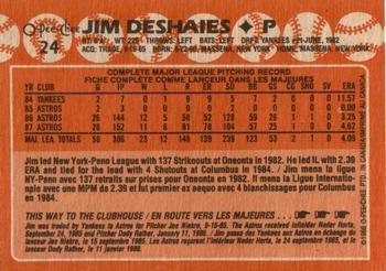 1988 O-Pee-Chee #24 Jim Deshaies Back