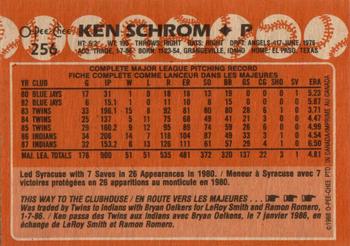 1988 O-Pee-Chee #256 Ken Schrom Back