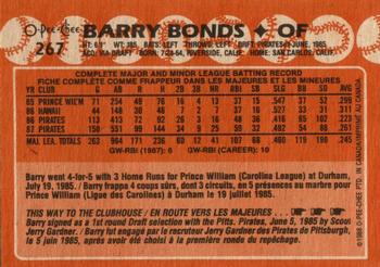 1988 O-Pee-Chee #267 Barry Bonds Back