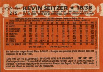 1988 O-Pee-Chee #275 Kevin Seitzer Back